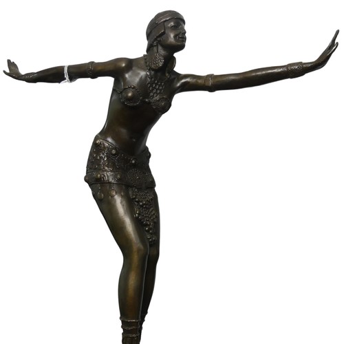 489 - After D.H.Chiparus ; A contemporary Art Deco style brown patinated cast bronze figure of a Phoenicia... 