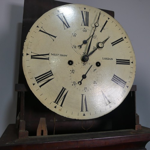 367 - An eight day probably early 19th century London Longcase Clock, the 13 1/2 inch painted circular dia... 