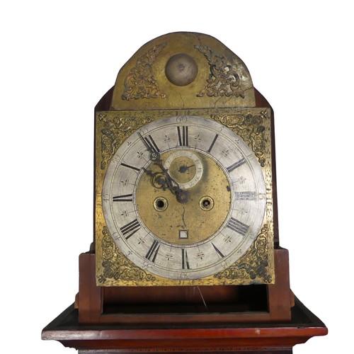 366 - An early 18th century London Longcase Clock, circa 1711, the 12 inch square brass and silvered ... 