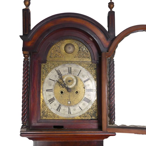 366 - An early 18th century London Longcase Clock, circa 1711, the 12 inch square brass and silvered ... 