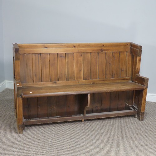 603 - A small vintage reclaimed oak Church Pew, W 137 cm x H 81 cm x D 48 cm.