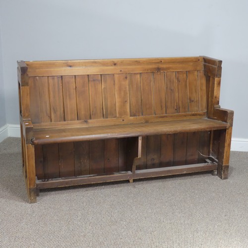 603 - A small vintage reclaimed oak Church Pew, W 137 cm x H 81 cm x D 48 cm.