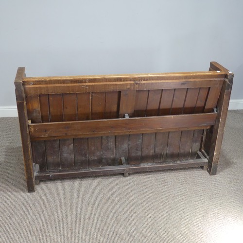 603 - A small vintage reclaimed oak Church Pew, W 137 cm x H 81 cm x D 48 cm.