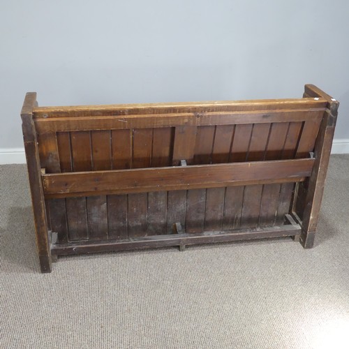 603 - A small vintage reclaimed oak Church Pew, W 137 cm x H 81 cm x D 48 cm.