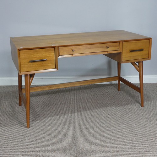 403 - A mid-20th century West Elm teak Desk, rectangular top above single frieze drawer over kneehole, fla... 