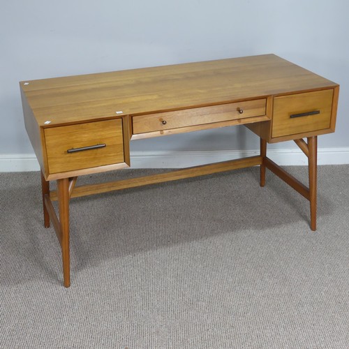 403 - A mid-20th century West Elm teak Desk, rectangular top above single frieze drawer over kneehole, fla... 