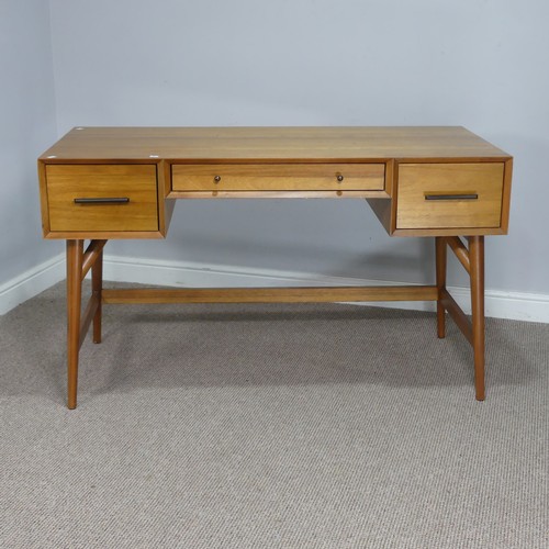 403 - A mid-20th century West Elm teak Desk, rectangular top above single frieze drawer over kneehole, fla... 