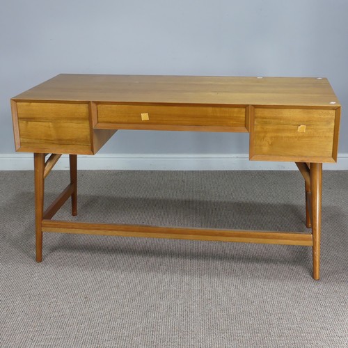 403 - A mid-20th century West Elm teak Desk, rectangular top above single frieze drawer over kneehole, fla... 