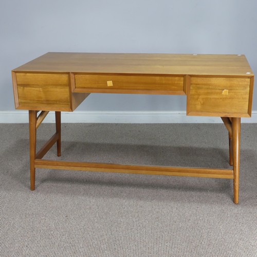 403 - A mid-20th century West Elm teak Desk, rectangular top above single frieze drawer over kneehole, fla... 