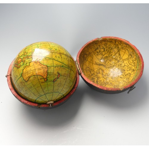 485 - A George III English 3-inch diameter terrestrial pocket Globe, by J. Mynde Sc. inscribed 'West, Baza... 