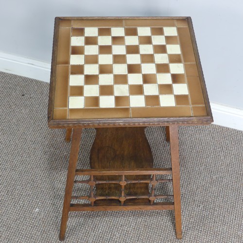 541 - An unusual Arts and Crafts/Aesthetic Movement oak tile top Table, probably by Shapland and Petter of... 