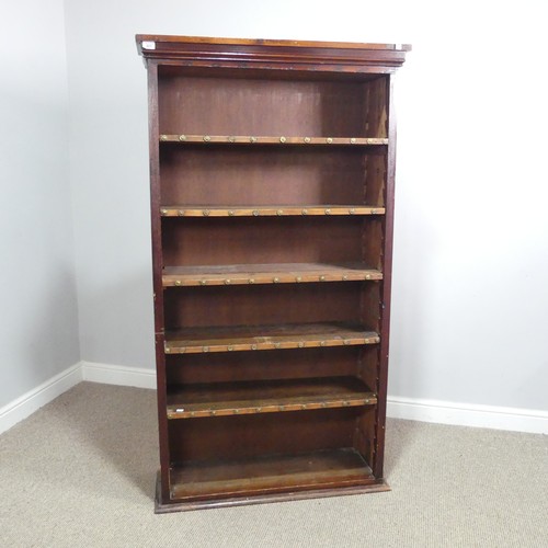 623 - A 19th century mahogany 'stud' open Bookcase, paper / leather lined sides, W 94 cm x H 169 cm x D 31... 