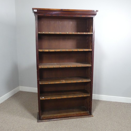 623 - A 19th century mahogany 'stud' open Bookcase, paper / leather lined sides, W 94 cm x H 169 cm x D 31... 