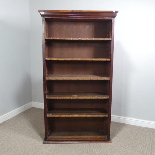 623 - A 19th century mahogany 'stud' open Bookcase, paper / leather lined sides, W 94 cm x H 169 cm x D 31... 