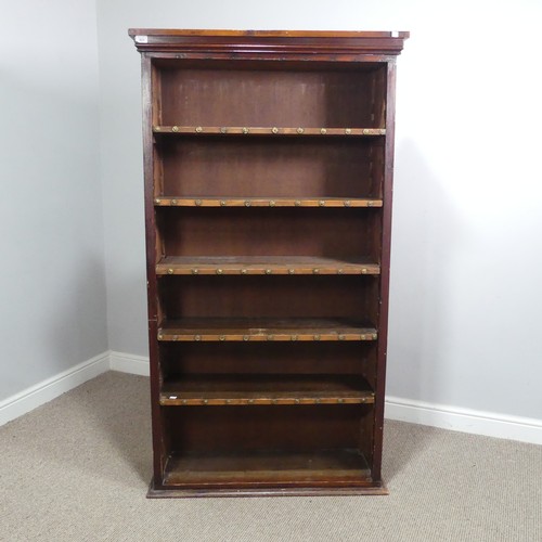 623 - A 19th century mahogany 'stud' open Bookcase, paper / leather lined sides, W 94 cm x H 169 cm x D 31... 