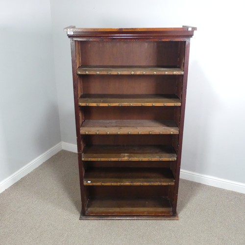 623 - A 19th century mahogany 'stud' open Bookcase, paper / leather lined sides, W 94 cm x H 169 cm x D 31... 