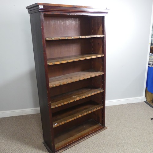 623 - A 19th century mahogany 'stud' open Bookcase, paper / leather lined sides, W 94 cm x H 169 cm x D 31... 