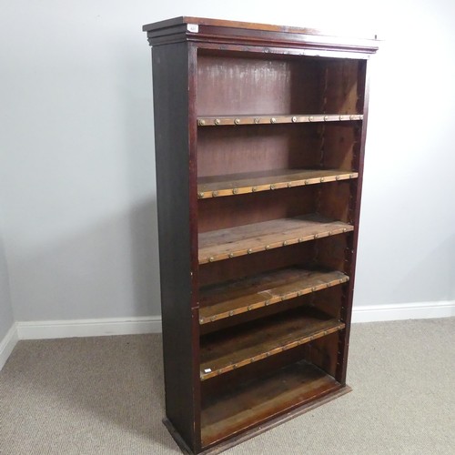 623 - A 19th century mahogany 'stud' open Bookcase, paper / leather lined sides, W 94 cm x H 169 cm x D 31... 