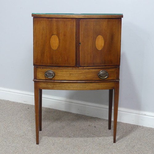 631 - An Edwardian mahogany bow-fronted and inlaid side Cupboard, of small proportions, with two small cup... 