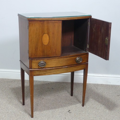 631 - An Edwardian mahogany bow-fronted and inlaid side Cupboard, of small proportions, with two small cup... 