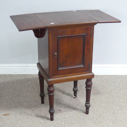 574 - An antique mahogany drop-leaf pot Cupboard, raised on turned legs, W 72.5 cm x H 76 cm x D 37 cm.... 