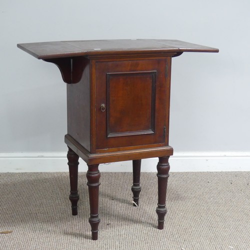 574 - An antique mahogany drop-leaf pot Cupboard, raised on turned legs, W 72.5 cm x H 76 cm x D 37 cm.... 