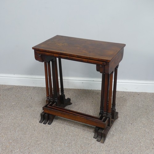 578 - An antique 19th century style rosewood nest of three tea Tables, (largest) W 51.5 cm x H 58.5 cm x D... 