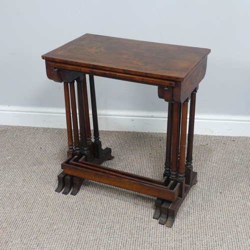 578 - An antique 19th century style rosewood nest of three tea Tables, (largest) W 51.5 cm x H 58.5 cm x D... 