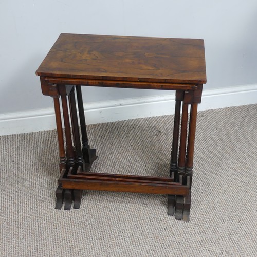 578 - An antique 19th century style rosewood nest of three tea Tables, (largest) W 51.5 cm x H 58.5 cm x D... 