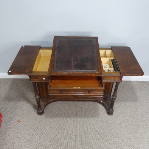 596 - A good Victorian burr walnut writing Desk, moulded rectangular top with adjustable tooled leath... 