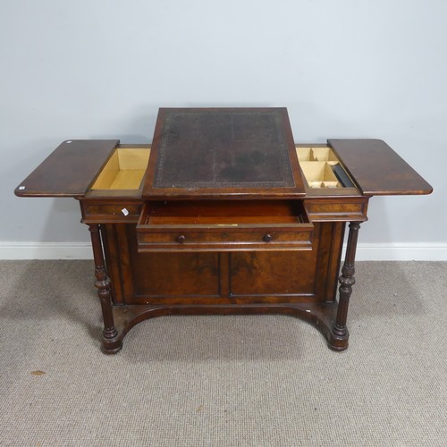 596 - A good Victorian burr walnut writing Desk, moulded rectangular top with adjustable tooled leath... 