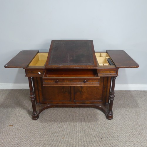 596 - A good Victorian burr walnut writing Desk, moulded rectangular top with adjustable tooled leath... 