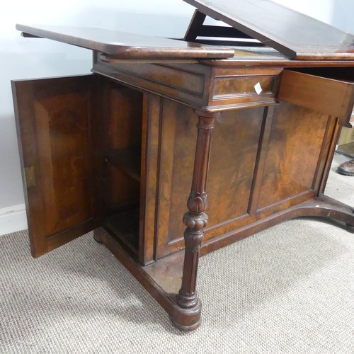 596 - A good Victorian burr walnut writing Desk, moulded rectangular top with adjustable tooled leath... 