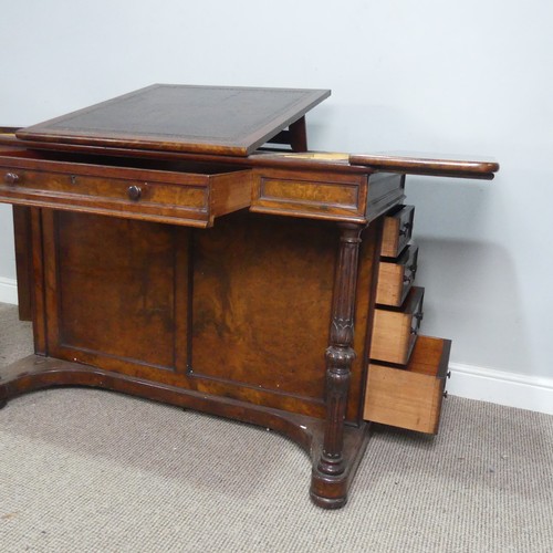 596 - A good Victorian burr walnut writing Desk, moulded rectangular top with adjustable tooled leath... 