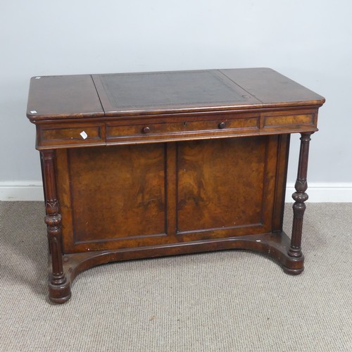 596 - A good Victorian burr walnut writing Desk, moulded rectangular top with adjustable tooled leath... 