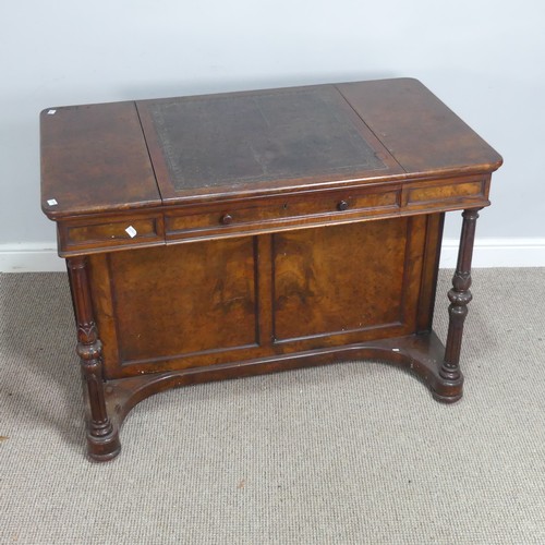 596 - A good Victorian burr walnut writing Desk, moulded rectangular top with adjustable tooled leath... 