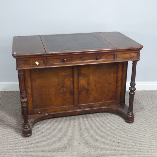 596 - A good Victorian burr walnut writing Desk, moulded rectangular top with adjustable tooled leath... 