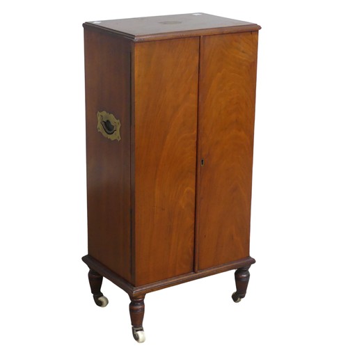 565 - A late 19th century mahogany Campaign Cabinet, of small proportions, brass escutcheon to top and ins... 