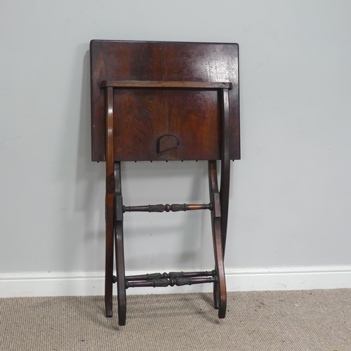 592 - A Victorian rosewood folding coaching Table, raised on a chamfered X-shaped stand with tapering... 