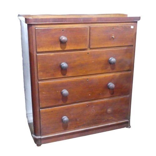 684 - An antique mahogany Chest of drawers, of large proportions, with rounded corners and edges, missing ... 