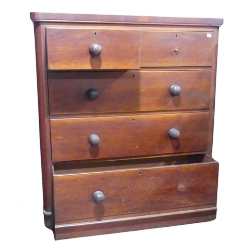 684 - An antique mahogany Chest of drawers, of large proportions, with rounded corners and edges, missing ... 