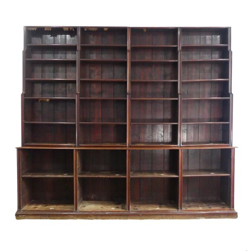 643 - A very large unusual mid 19th century mahogany waterfall open Bookcase, made of two large sections, ... 