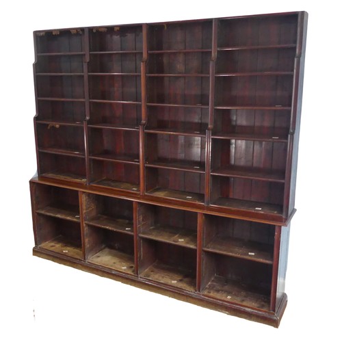 643 - A very large unusual mid 19th century mahogany waterfall open Bookcase, made of two large sections, ... 