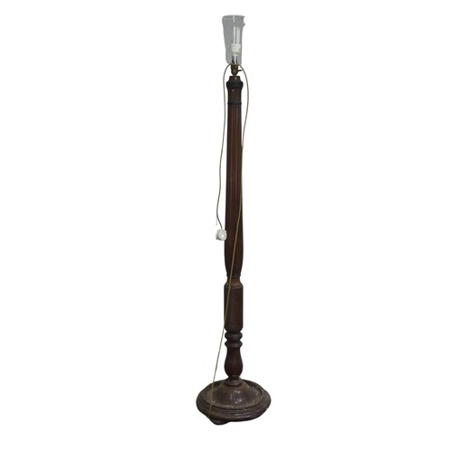 505 - A mahogany standard Lamp, raised on carved and reeded column, H 162 cm, together with a mahogany bar... 