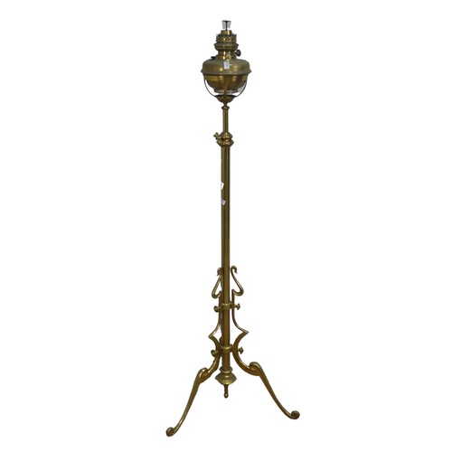 569 - An early 20th century Art Nouveau style brass standard Oil Lamp, stamped 'Manufactured in Germany fo... 