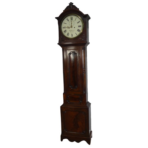 379 - A Scottish mahogany 8-day Longcase Clock, circular painted 13'' dial with Roman characters and secon... 