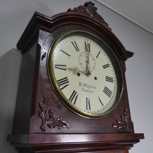 379 - A Scottish mahogany 8-day Longcase Clock, circular painted 13'' dial with Roman characters and secon... 