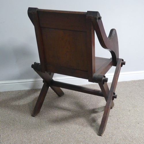 660 - An early 20th century oak ecclesiastical Armchair, with some small damages, W 67 cm x H 89 cm x D 50... 