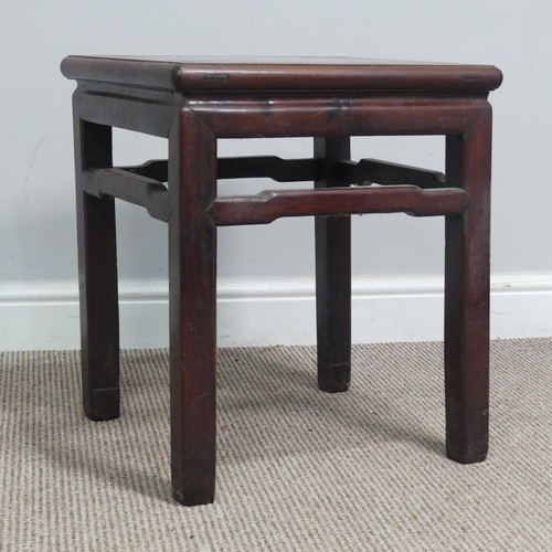 136 - An antique Chinese carved hardwood side Table / occasional Table, of small proportions, circa 1900, ... 