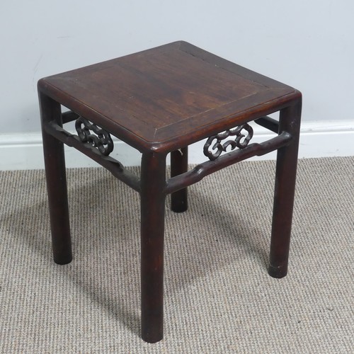 136 - An antique Chinese carved hardwood side Table / occasional Table, of small proportions, circa 1900, ... 